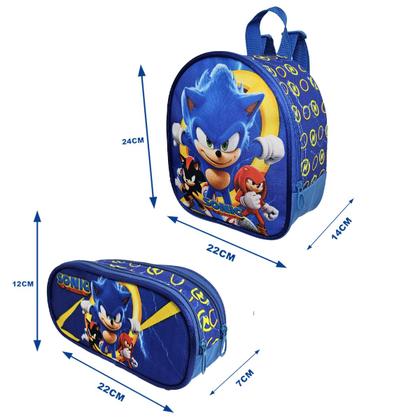Imagem de Kit Mochila Escolar Sonic Com Rodinhas, Lancheira e Estojo, Sonic 3