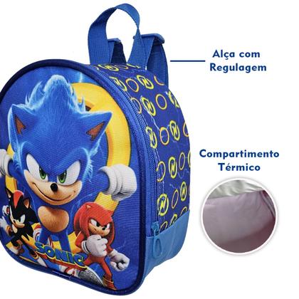 Imagem de Kit Mochila Escolar Sonic Com Rodinhas, Lancheira e Estojo, Sonic 3