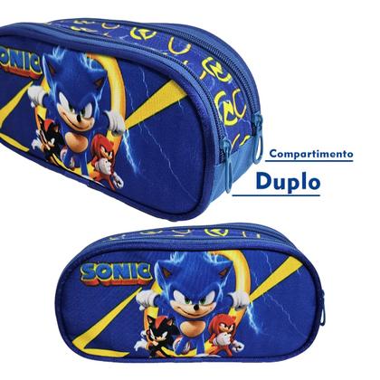 Imagem de Kit Mochila Escolar Sonic Com Rodinhas, Lancheira e Estojo, Sonic 3