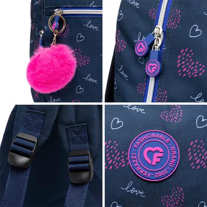 Imagem de Kit Mochila + Estojo Ferrazzi Casual Feminina Detalhes LOVE