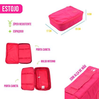 Imagem de Kit Mochila + Estojo + Lancheira Térmica Escolar Estilo Marmita Resistente Ergonômica Viagem - Wincy