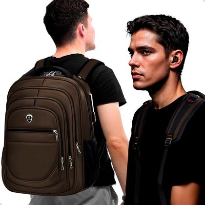 Imagem de Kit Mochila Executiva Trabalho Saida USB + Carregador Portátil + Fone De Ouvido Bluetooth
