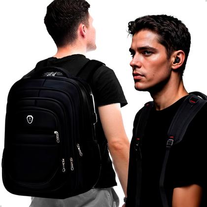 Imagem de Kit Mochila Executiva Trabalho Saida USB + Carregador Portátil + Fone De Ouvido Bluetooth