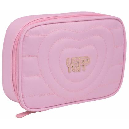 Imagem de Kit Mochila Feminina De Rodinha Coração Juvenil Escolar Com Chaveiro