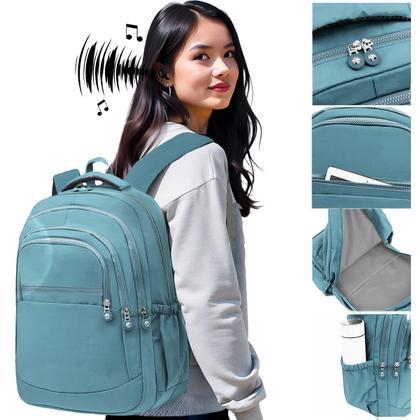 Imagem de Kit Mochila Feminina Escolar Passeio Faculdade + Fone de Ouvido Sem Fio Bluetooth