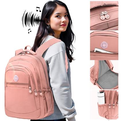 Imagem de Kit Mochila Feminina Escolar Passeio Faculdade + Fone de Ouvido Sem Fio Bluetooth