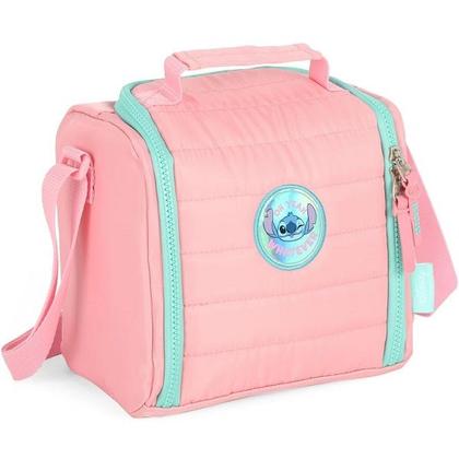 Imagem de Kit Mochila Feminina Escolar STITCH Lancheira + Estojo Grande Salmao