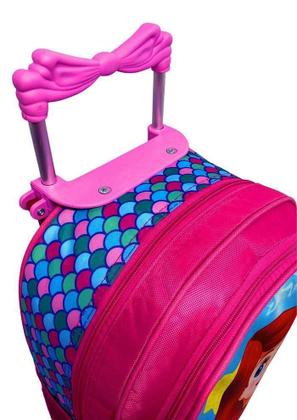 Imagem de Kit Mochila Feminina Infantil Rodinhas Pequena Sereia