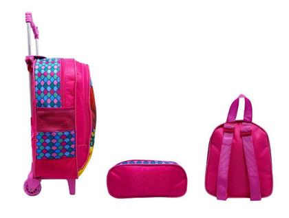 Imagem de Kit Mochila Feminina Infantil Rodinhas Pequena Sereia