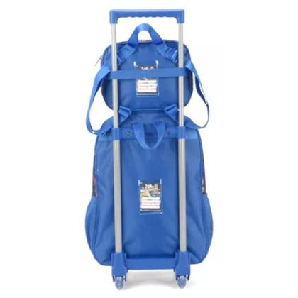 Imagem de Kit Mochila Grande Com Rodinha Lancheira Força 4 Azul