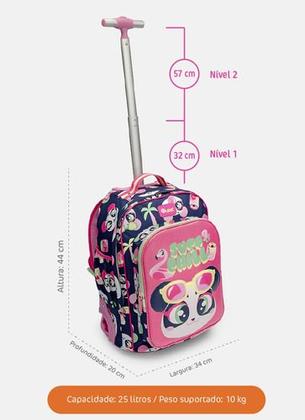 Imagem de Kit Mochila Grande Com Rodinha Panda Miami Puket