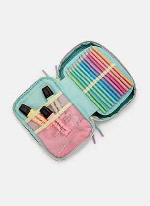 Imagem de Kit Mochila Grande De Rodinha Color Block Holográfica Puket