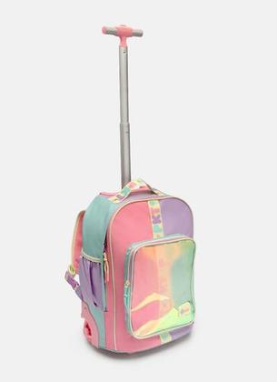 Imagem de Kit Mochila Grande De Rodinha Color Block Holográfica Puket