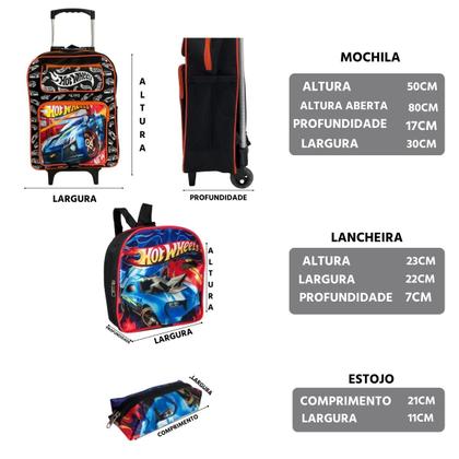 Imagem de Kit Mochila Grande de Rodinha Com Lancheira e Estojo Personagens