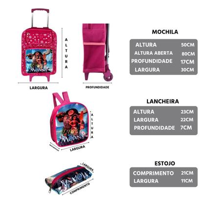 Imagem de Kit Mochila Grande de Rodinha Com Lancheira e Estojo Personagens