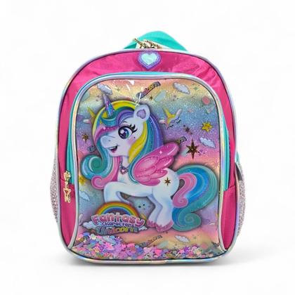 Imagem de Kit mochila grande menina rodinha lancheira bolsinha fuseco unicornio 