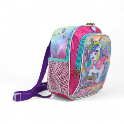 Imagem de Kit mochila grande menina rodinha lancheira bolsinha fuseco unicornio 