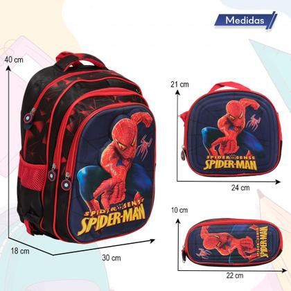 Imagem de Kit Mochila Homem Aranha Costas Com Lancheira Térmica