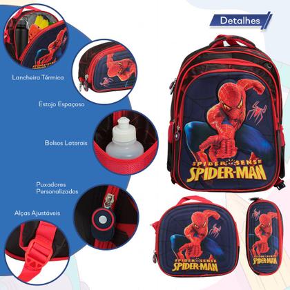 Imagem de Kit Mochila Homem Aranha Costas Com Lancheira Térmica