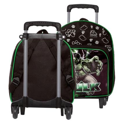 Imagem de Kit Mochila Hulk Infantil Meninos Rodinha Escolar Masculina