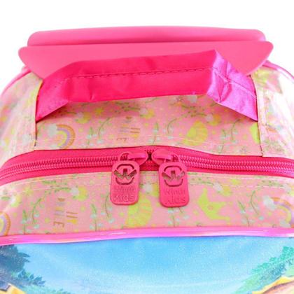Imagem de Kit Mochila Infantil 15 Litros com Rodinha Tema Princesa Rosa Escolar com 3 Peças Mochila  Estojo  Lancheira