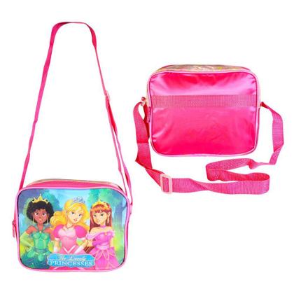 Imagem de Kit Mochila Infantil 15 Litros com Rodinha Tema Princesa Rosa Escolar com 3 Peças Mochila  Estojo  Lancheira