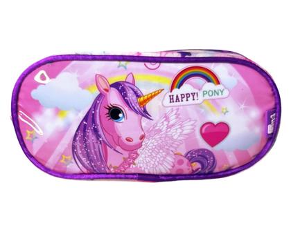 Imagem de Kit Mochila Infantil 16 com Rodinha Unicórnio Rosa Lancheira Estojo