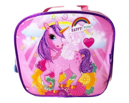 Imagem de Kit Mochila Infantil 16 com Rodinha Unicórnio Rosa Lancheira Estojo