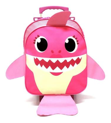 Imagem de Kit Mochila Infantil Baby Shark Rodinhas M Mamãe Tubarão Rs