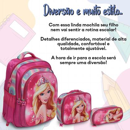 Imagem de Kit Mochila Infantil Barbie Costas Lancheira Térmica Rosa