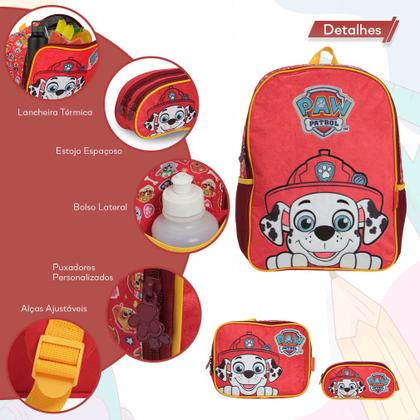Imagem de Kit Mochila Infantil Bolsa Escolar Patrulha Canina Menino