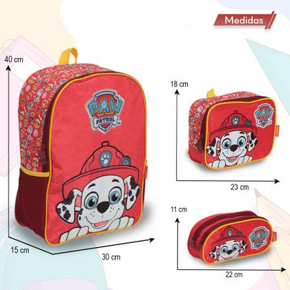 Imagem de Kit Mochila Infantil Bolsa Escolar Patrulha Canina Menino