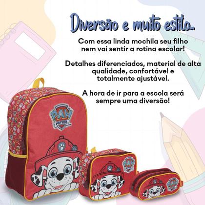 Imagem de Kit Mochila Infantil Bolsa Escolar Patrulha Canina Menino