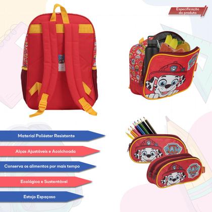 Imagem de Kit Mochila Infantil Bolsa Escolar Patrulha Canina Menino