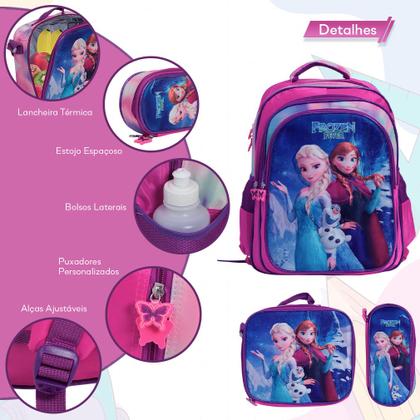 Imagem de Kit Mochila Infantil Bolsa Menina Frozen Creche Passeio