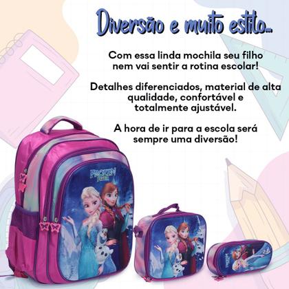 Imagem de Kit Mochila Infantil Bolsa Menina Frozen Creche Passeio