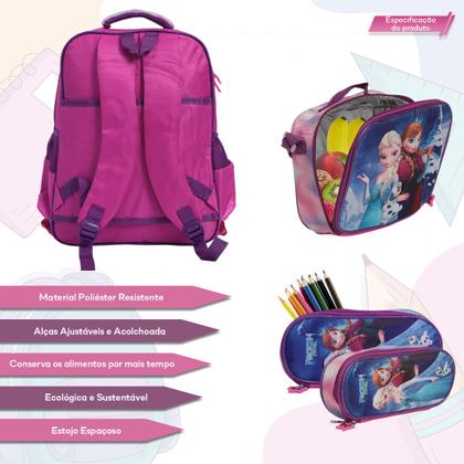 Imagem de Kit Mochila Infantil Bolsa Menina Frozen Creche Passeio