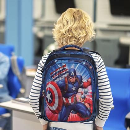 Imagem de Kit Mochila Infantil Bolsa Menino Capitão América Reforçada