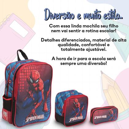 Imagem de Kit Mochila Infantil Bolsa Spider Man Lancheira Estojo