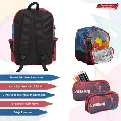 Imagem de Kit Mochila Infantil Bolsa Spider Man Lancheira Estojo