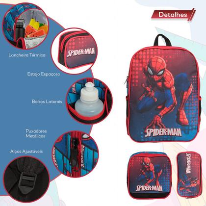 Imagem de Kit Mochila Infantil Bolsa Spider Man Lancheira Estojo