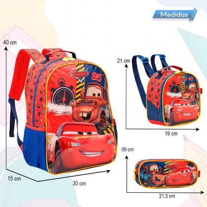 Imagem de Kit Mochila Infantil Carros Com Lancheira Estojo Vermelho