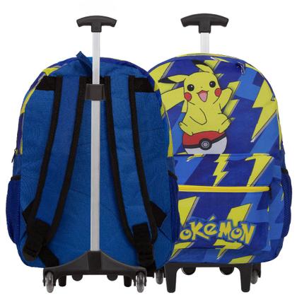 Imagem de Kit Mochila Infantil Com Rodinha Pokémon Pikachu Envio 24Hrs