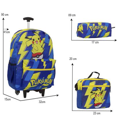 Imagem de Kit Mochila Infantil Com Rodinha Pokémon Pikachu Envio 24Hrs