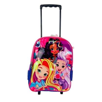Imagem de Kit Mochila Infantil Com Rodinhas Meninas Princesas Bolsa Escolar Estojo E Lancheira Térmica Rosa