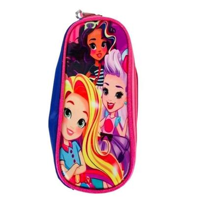 Imagem de Kit Mochila Infantil Com Rodinhas Meninas Princesas Bolsa Escolar Estojo E Lancheira Térmica Rosa