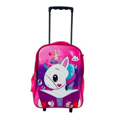 Imagem de Kit mochila infantil com rodinhas meninas unicornio escolar estojo lancheira térmica bolsa carrinho impermeavel rosa