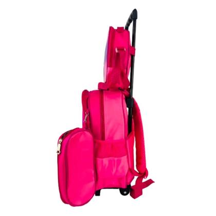 Imagem de Kit mochila infantil com rodinhas meninas unicornio escolar estojo lancheira térmica bolsa carrinho impermeavel rosa