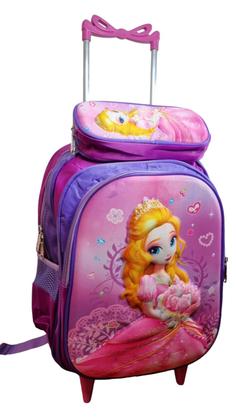 Imagem de Kit Mochila Infantil com Rodinhas para  Meninas , mochila Escolar 3d Com Estojo