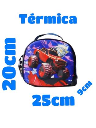 Imagem de Kit Mochila Infantil Costas Escolar Menino Estojo Lancheira Truck